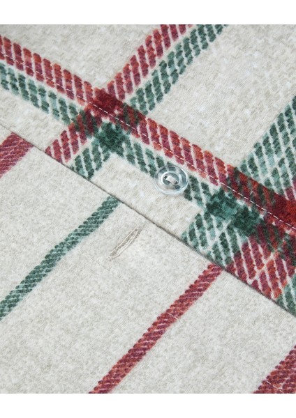 Winter Check Flanel Tek Kişilik Nevresim Takımı 160X220 cm Yeşil – Kırmızı