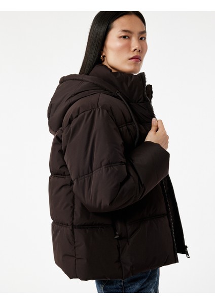 Uzun Kollu Cepli Fermuarlı Su Itici Kapüşonlu Anorak Şişme Mont fiyatları