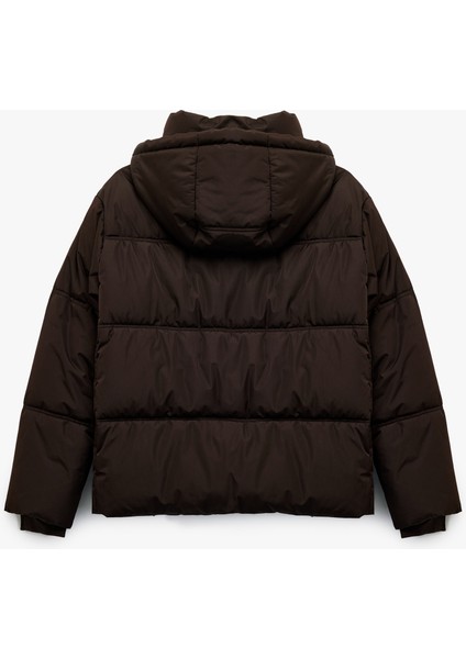 Uzun Kollu Cepli Fermuarlı Su Itici Kapüşonlu Anorak Şişme Mont fırsatları