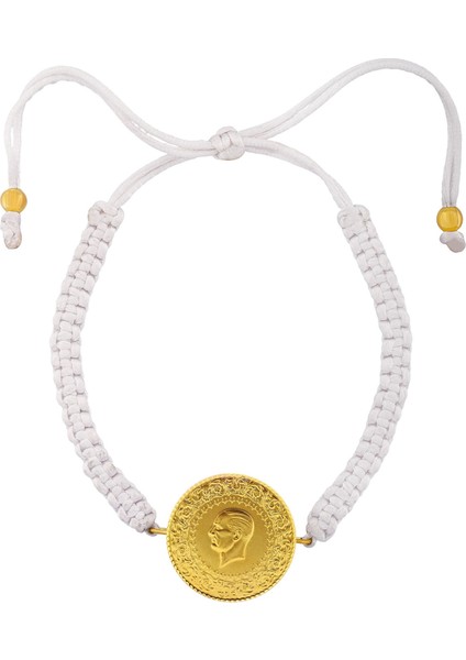 22 Ayar Yeni Tam Altın Beyaz Renkli Ipli Bileklik fiyatları