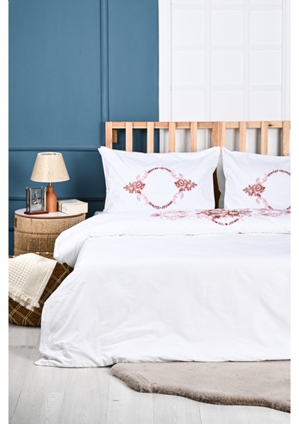 Alyans Nakışlı %100 Pamuk Nevresim Takımı