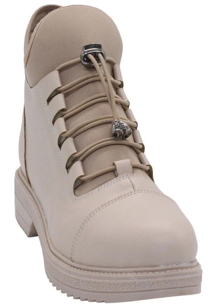 S110 Bej Cilt Bağcıklı Kadın Kışlık Bot modelleri