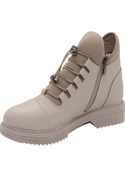 S110 Bej Cilt Bağcıklı Kadın Kışlık Bot fırsatları