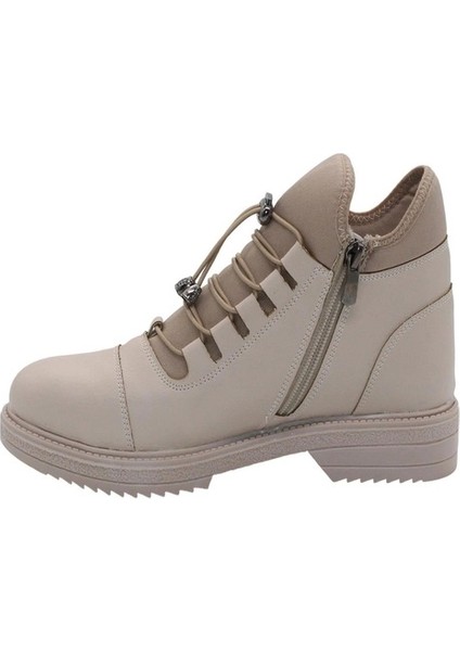 S110 Bej Cilt Bağcıklı Kadın Kışlık Bot indirimleri