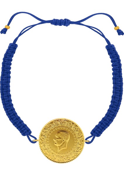 22 Ayar Yeni Tam Altın Mavi Renkli Ipli Bileklik fiyatları