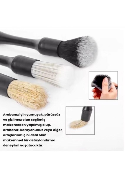 Oto Detay Temizlik Fırçası Seti Premium 3 Parça fiyatları
