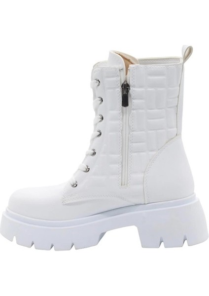 BF183 Beyaz Bağcıklı Fermuarlı Kadın Bot fiyatları