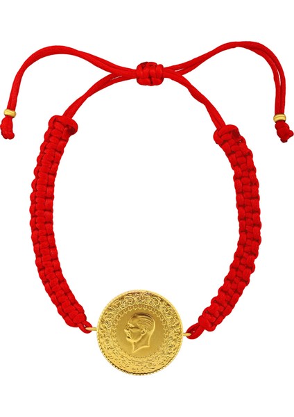 22 Ayar Yeni Tam Altın Kırmızı Renkli Ipli Bileklik fiyatları