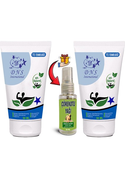 : 2 Tane Ginsengli Kolajenli Gümüş Iyonu Glukozamin Saponins Germanyumlu Tts Teknolojisi Krem 50 ml + Çörek Otu Masaj Yağı