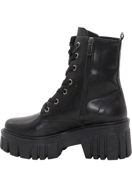 3086 Siyah Fermuarlı Bağcıklı Kadın Bot fiyatları