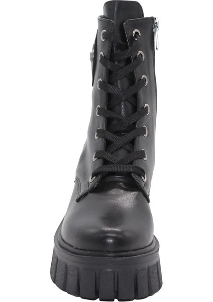 3086 Siyah Fermuarlı Bağcıklı Kadın Bot indirimleri