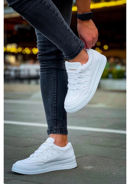 CH040 - Cbt C-Rey Beyaz Erkek Ayakkabı %100 Vegan Deri Düz Taban fırsatları