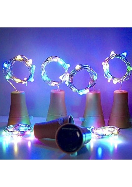 6'lı Paket Güneş Enerjili Şarap Şişesi Işıkları, 20 LED Su Geçirmez Bakır Mantar Güneş Işığı Düğün,, Dış Mekan, Tatil, Bahçe,, Yol Dekoru Için (Renkli)