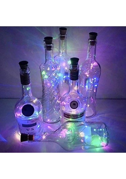 6'lı Paket Güneş Enerjili Şarap Şişesi Işıkları, 20 LED Su Geçirmez Bakır Mantar Güneş Işığı Düğün,, Dış Mekan, Tatil, Bahçe,, Yol Dekoru Için (Renkli) modelleri