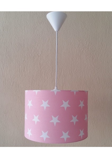Pembe Yıldızlı 2.li Set M-808 Kumaş Kaplama Genç ve Çocuk Odası Avize ve Abajur Takımı fiyatları