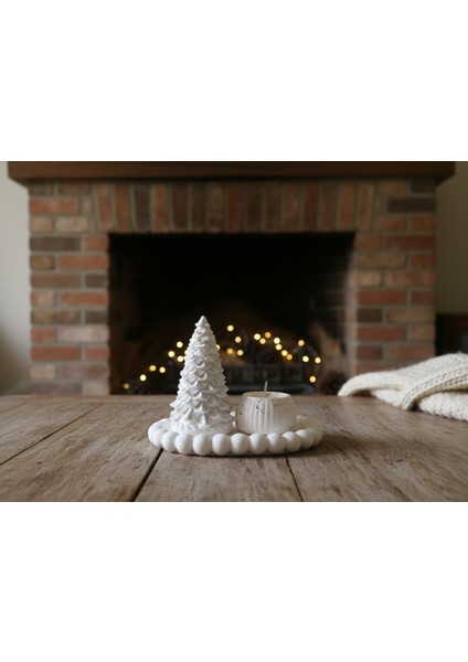 Özel Tasarım Tealight Mumluk ve Simli Çam Ağacı Seti , Şık Masa Dekorasyonu modelleri