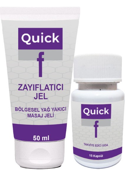 Quick F Seti: Quick F Gel 50 ml Jel Hafifliğin Anahtarı + Quick F 15 Kaps Bir Arada