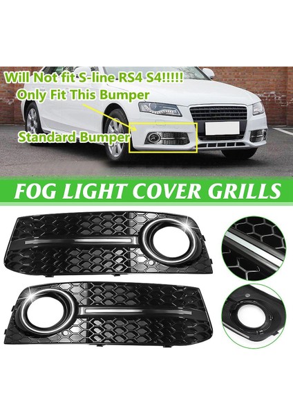 A4 B8 2009-2011 Için Parlak Siyah Araba Ön Sis Farı Fileli Izgara Kapağı (Yurt Dışından) fiyatları