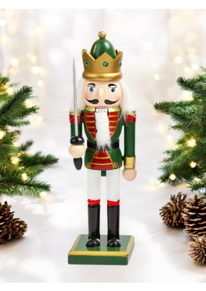 Yeşil Beyaz Fındıkkıran Kurşun Asker 25 Cm, Yılbaşı Dekor Süsü fırsatları