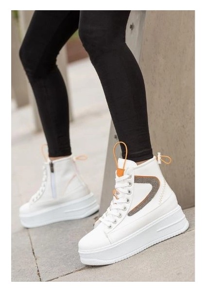 BF950 Beyaz Kalın Taban Kadın Spor Bot