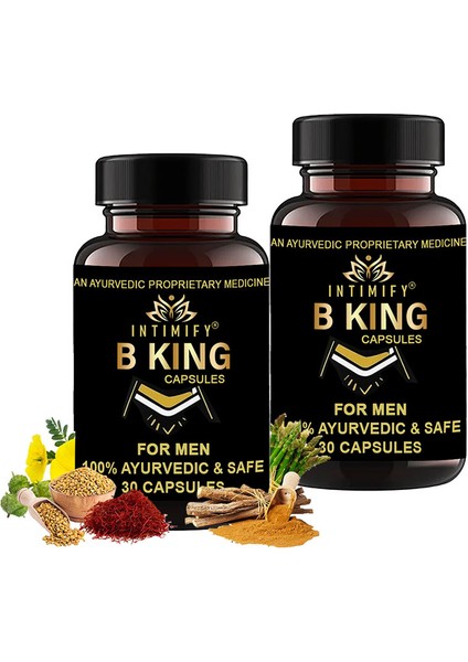 B King 2 Kutu Erkekler Için Ashwagandhaa Gokshura Shatavari Safed Musli Shudha Shilajit 30LU Destekleyici