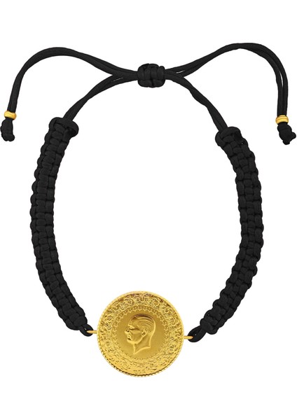 22 Ayar Yeni Tam Altın Siyah Renkli Ipli Bileklik fiyatları