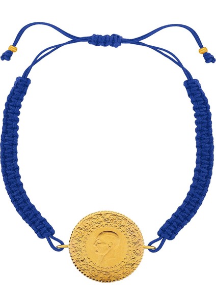 22 Ayar Yeni Yarım Altın Mavi Renkli Ipli Bileklik fiyatları