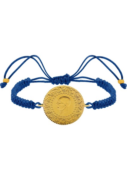 22 Ayar Yeni Yarım Altın Mavi Renkli Ipli Bileklik modelleri
