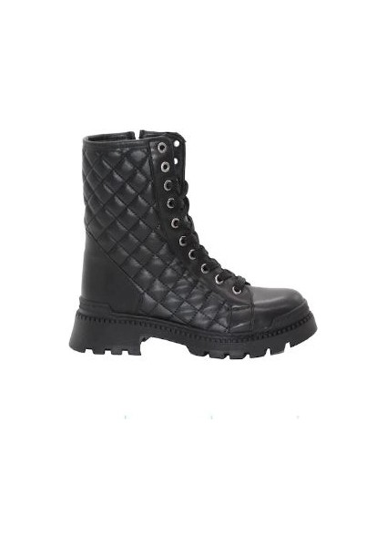 3085 Siyah Fermuarlı Bağcıklı Kadın Bot