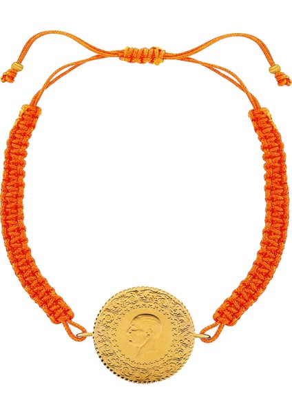 22 Ayar Yeni Yarım Altın Turuncu Renkli Ipli Bileklik fiyatları