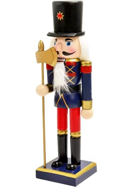 Yılbaşı Dekor Süsü Fındıkkıran Kurşun Asker Baltalı 25 cm Kırmızı Lacivert modelleri