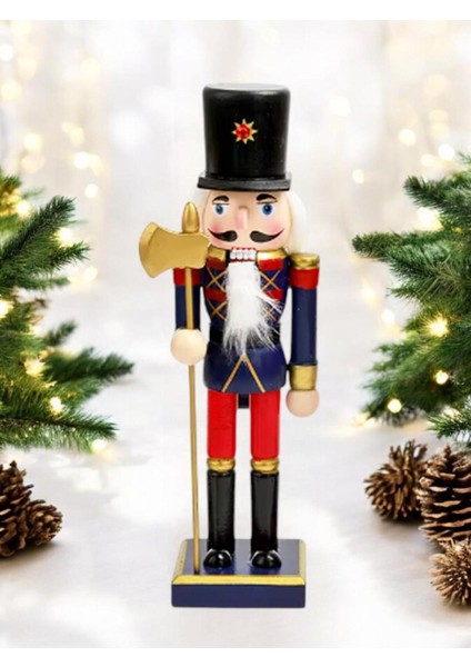 Yılbaşı Dekor Süsü Fındıkkıran Kurşun Asker Baltalı 25 cm Kırmızı Lacivert fırsatları