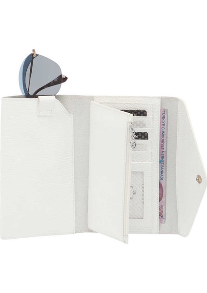 Beyaz Hakiki Deri Kadın Cüzdan - S1CB00005811-B69