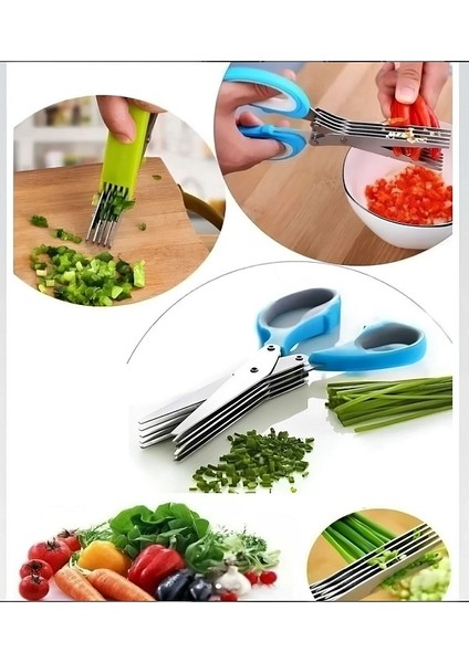 Sebze Doğrama Makası Çelik Mutfak 5 Bıçaklı Çoklu Yeşillik Doğrama Kesme Makası modelleri