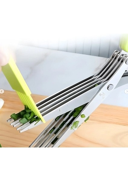 Sebze Doğrama Makası Çelik Mutfak 5 Bıçaklı Çoklu Yeşillik Doğrama Kesme Makası fırsatları