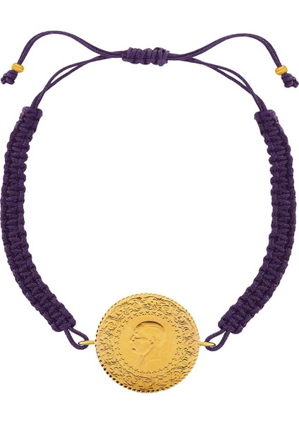 22 Ayar Yeni Yarım Altın Mor Renkli Ipli Bileklik fiyatları