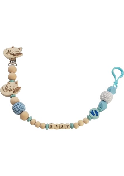 Yenidoğan Erkek Bebek Isimli Emzik Askısı ve Müslin Önlük Hediye Seti