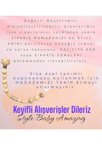 Yenidoğan Erkek Bebek Isimli Emzik Askısı ve Müslin Önlük Hediye Seti indirimleri