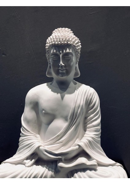 Lotus Duruşunda Meditasyon Buda Heykeli 45×31 cm | Beyaz Polyester Dekoratif Obje | Spiritüel & Zen Meditasyon Figürü | Ev Ofis Feng Shui Dekorasyon modelleri