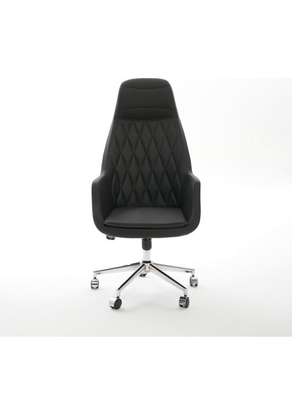 Krom Metal Lüx Yıldız Ayaklı | Ergonomik Deri Döşeme Spring Makam Koltuğu (Ayarlanabilir)