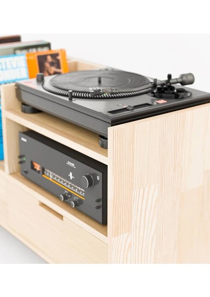 Masif Ağaç Pikap & Plak Depolama Sistemi 100CM modelleri