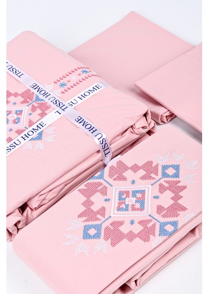 Kanaviçe Nakışlı %100 Pamuk Nevresim Takımı