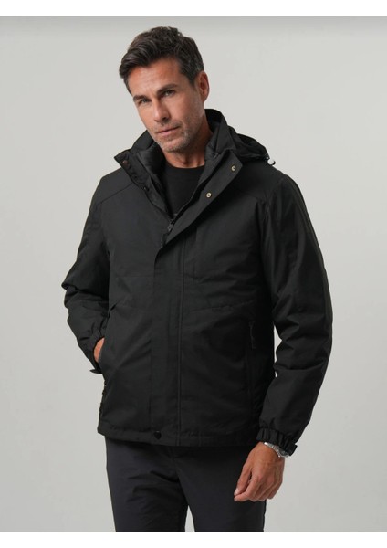 Erkek Su Itici Yağmurluk, Şişme Mont, Kalın Kaban Üçlü Set Üst Kalite Mont