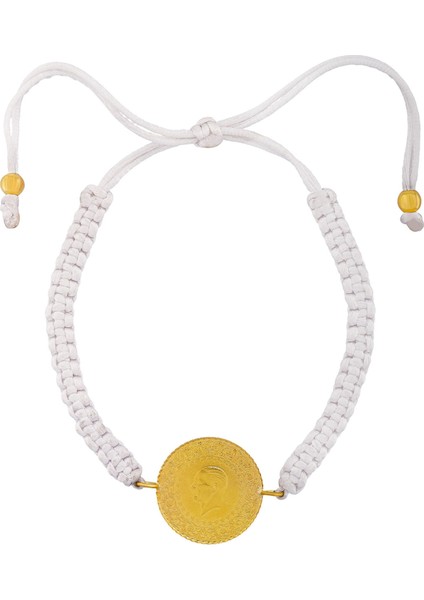 22 Ayar Yeni Yarım Altın Beyaz Renkli Ipli Bileklik fiyatları