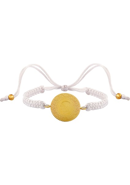 22 Ayar Yeni Yarım Altın Beyaz Renkli Ipli Bileklik modelleri