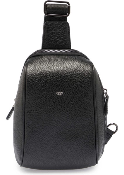 Siyah Hakiki Deri Unisex Çapraz Askılı Çanta - S1AC00021511-A41
