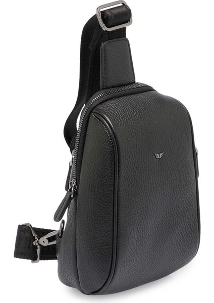 Siyah Hakiki Deri Unisex Çapraz Askılı Çanta - S1AC00021511-A41