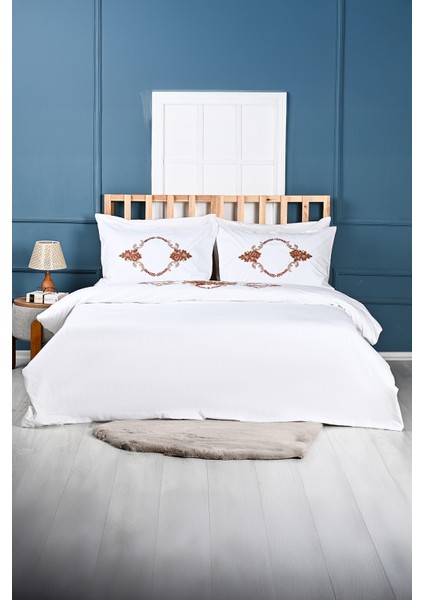 Alyans Nakışlı %100 Pamuk Nevresim Takımı