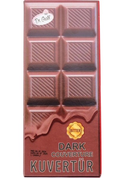 Kuvertür Mini Çikolata Bitter 200 G – Dr. Gusto | Kaplama, Ganaj ve Dolgu Için Yoğun Bitter