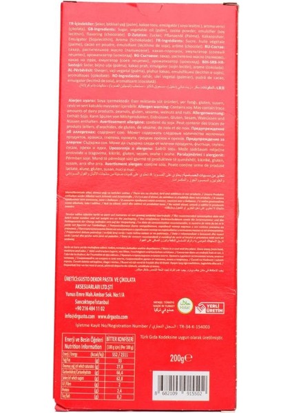 Kuvertür Mini Çikolata Bitter 200 G – Dr. Gusto | Kaplama, Ganaj ve Dolgu Için Yoğun Bitter fiyatları